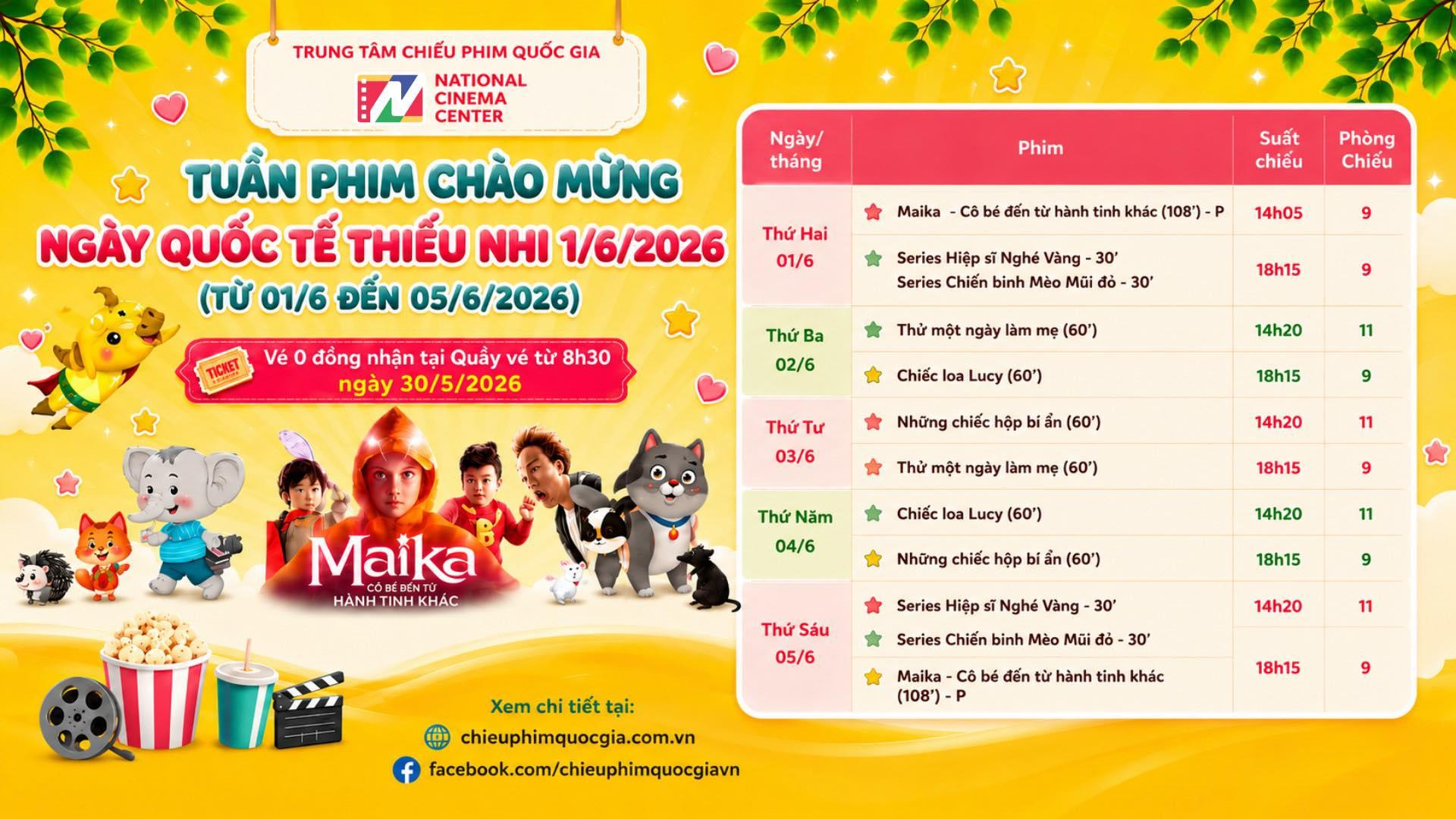 TUẦN PHIM MIỄN PHÍ CHÀO MỪNG NGÀY QUỐC TẾ THIẾU NHI 1/6
